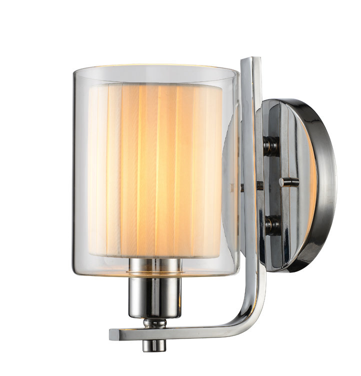 Pittsfield Armed Sconce, Chrome, Off White