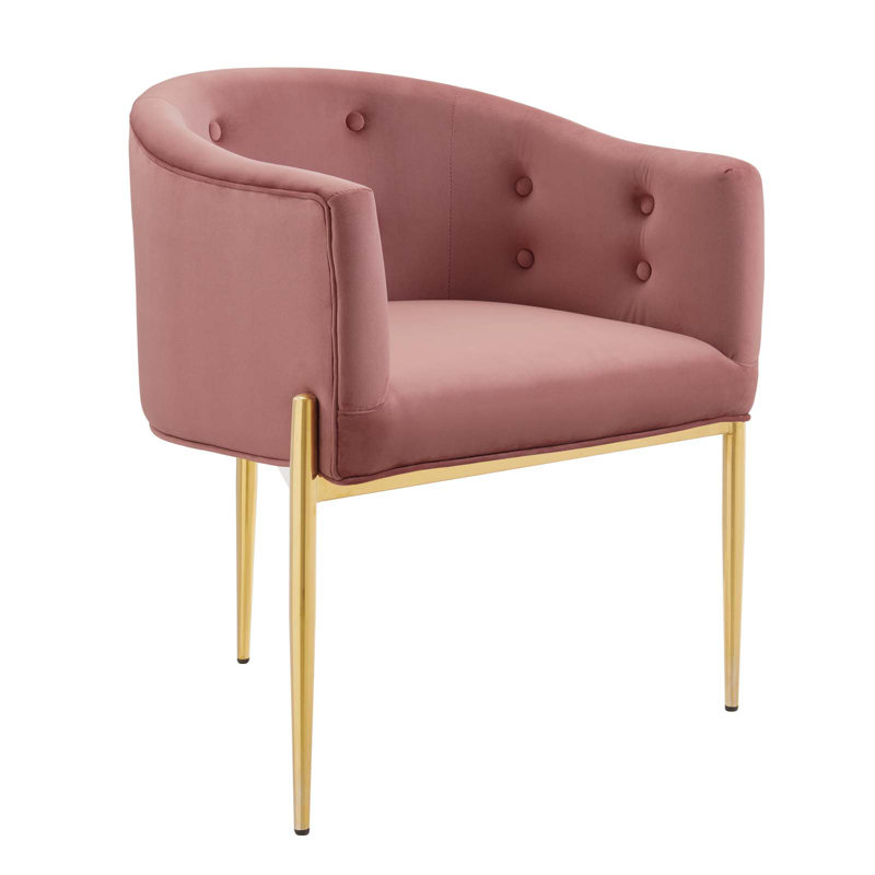 Savour Tufted Performance Velvet Accent Chair, Dusty Rose Velvet
