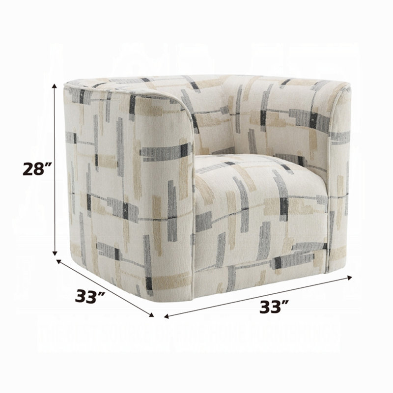 Canapé d'appoint pivotant Lenu, tissu beige, siège rembourré carré