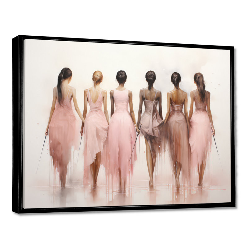 Pink Dance Quiet Ensemble On Canvas Print, Black Floater Framed, 24" H x 32" W x 1" D