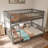 Full XL over Queen Bunk Bed, Converted to 2 Beds Frame with Ladder for Kids Adults, Gray