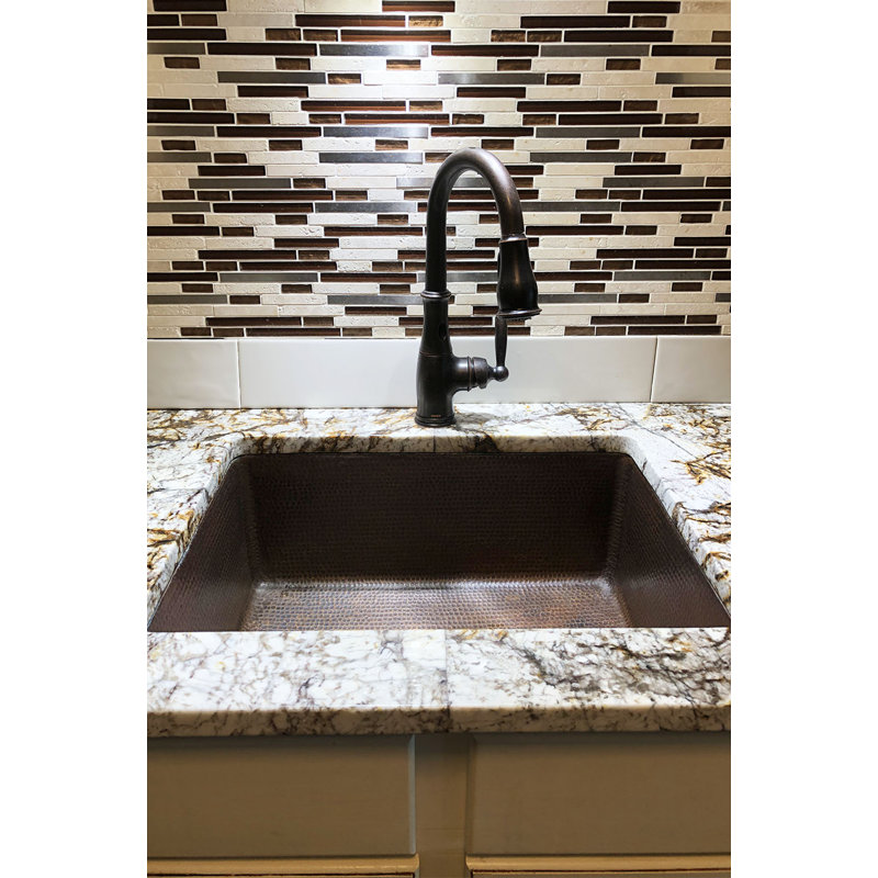 25" Hammered Copper Single Basin Kitchen Sink