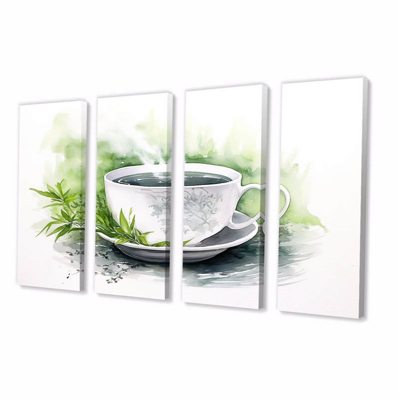 «White Oriental Tea Elegance - China», ensemble de 4 pièces d'art mural, H 32 po x l 64 po