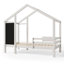 Lit simple avec tableau noir et tiroirs, deux options d'assemblage, blanc