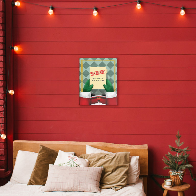 Toile Top Secret Santa List, conception de Jilly Jack Designs, H 20 po x l 16 po