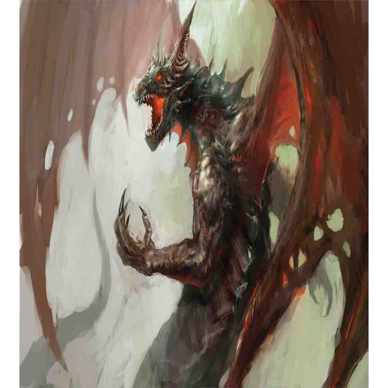 King Size Grey Red Dragon Mythological Duvet Cover Set