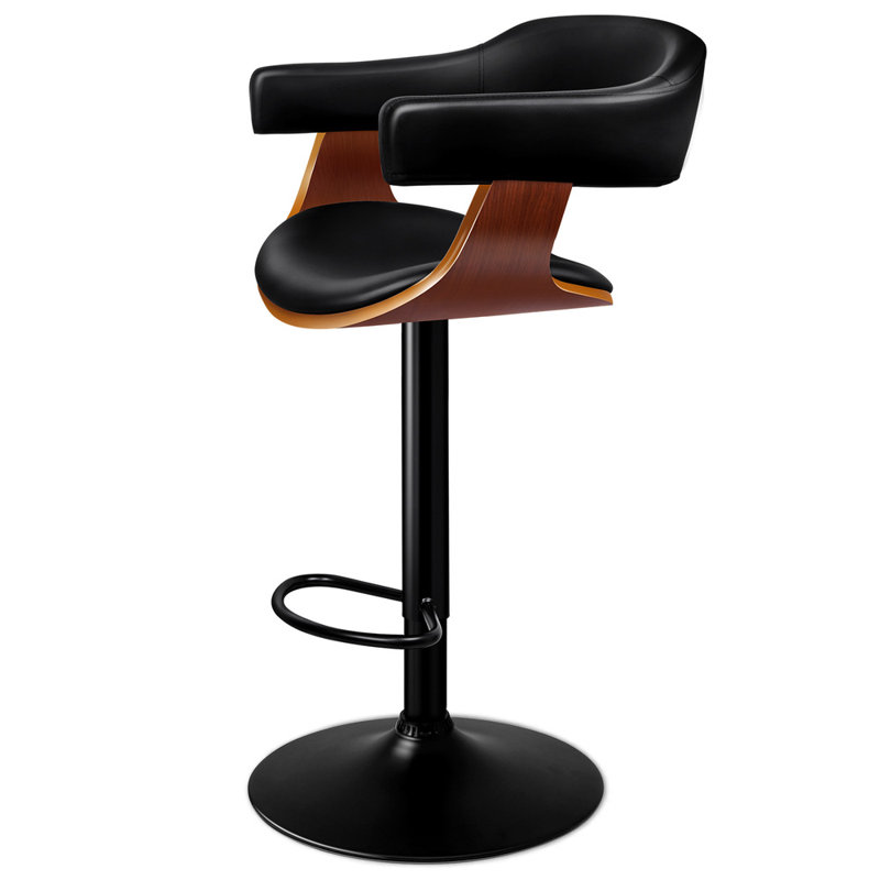 Yakira Swivel Upholstered Adjustable Height Counter Stool, White, Black