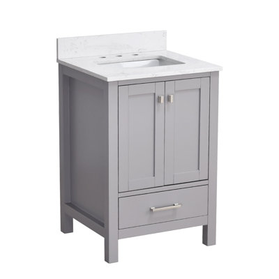 24" Single Bathroom Vanity With Engineered Marble Top