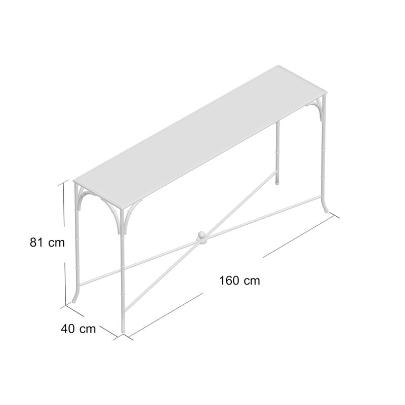 Prudence 160cm Glass Top Console Table, Silver