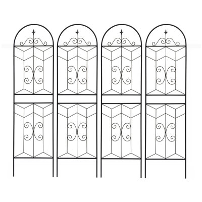 Paquet de 4 treillis de jardin en métal antirouille pour plantes grimpantes support de fleurs extérieur noir