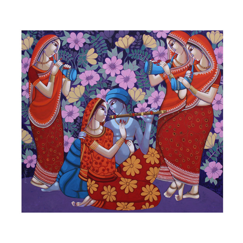 Krishna Leela | Acrylique sur toile | Peinture de Sekhar Roy