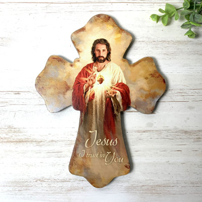Croix en bois Sacred Heart