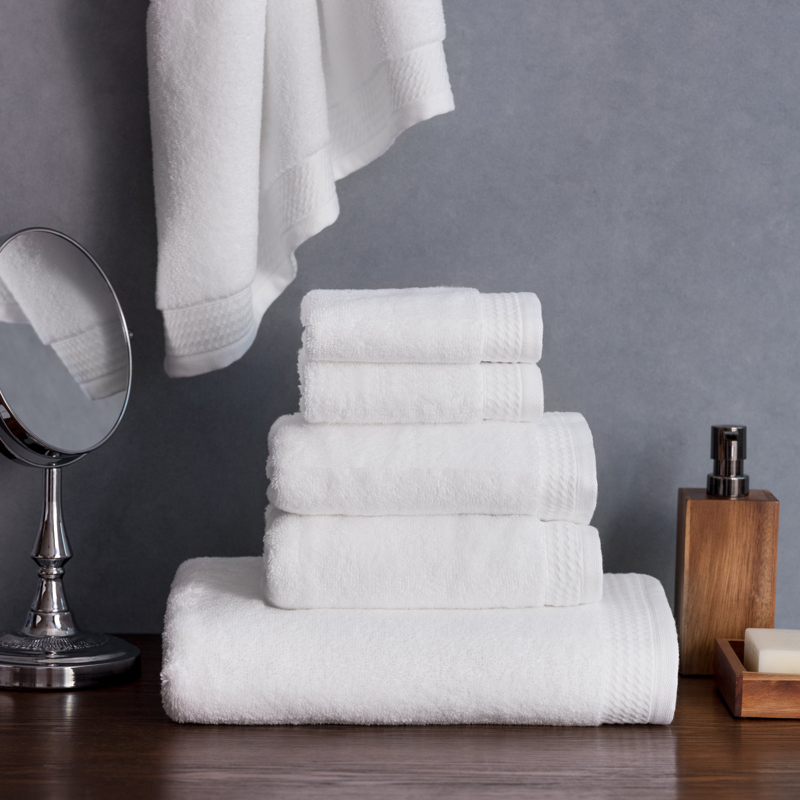 Prague 6-Piece Cotton Towel Set, White