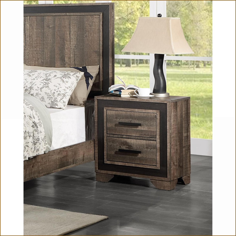 Table de chevet 2 tiroirs Oak