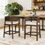 Ensemble de 2 tabourets de comptoir en bois et rotin avec accoudoirs rembourrés (table non incluse)-629477794-629477796