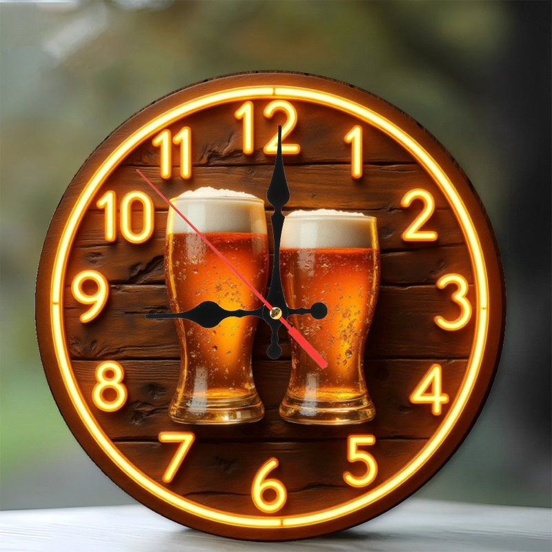 Horloge murale 10 po en MDF rond avec mouvement à quartz silencieux et crochet sans perceuse (piles AA non incluses)