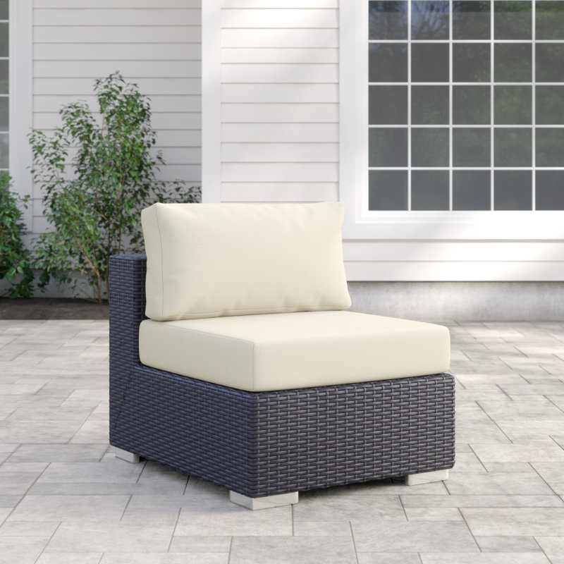 Convene Armless Patio Chair with Cushions, Beige