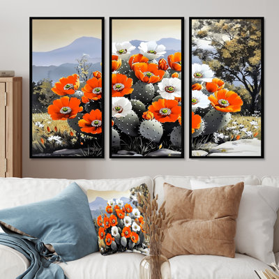 «Vibrant Garden of Cactus In Mexico Desert», ensemble d'art mural floral cactus