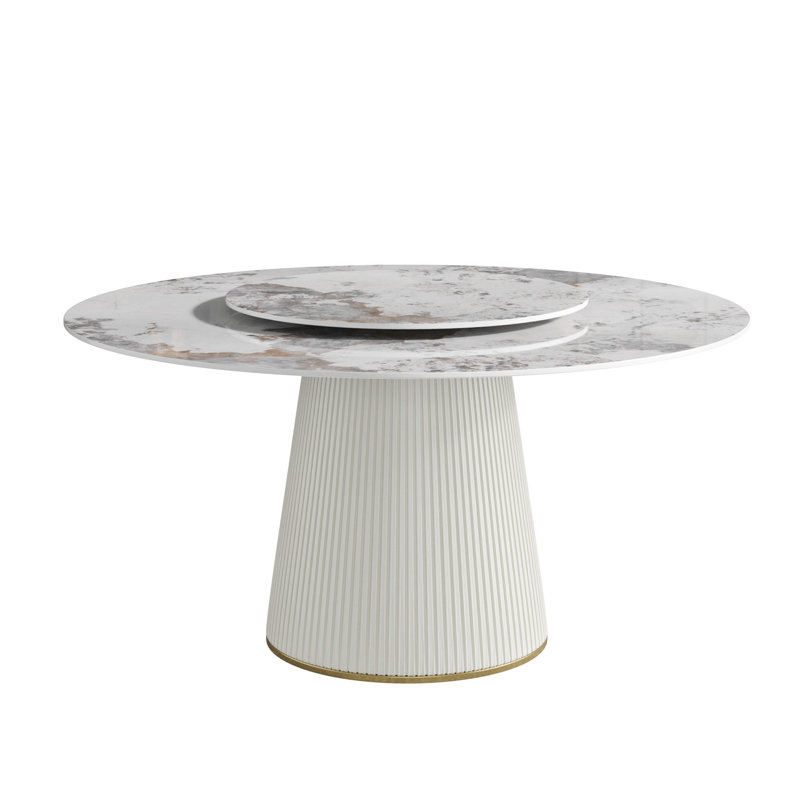Table de salle à manger 59,05 po Modern White Stone