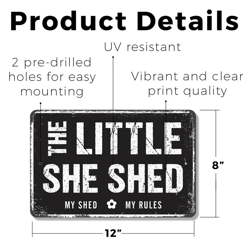Enseigne en plastique 8 po x 12 po The Little She Shed