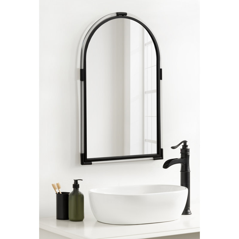 Modern Arched Wall Mirror, Black