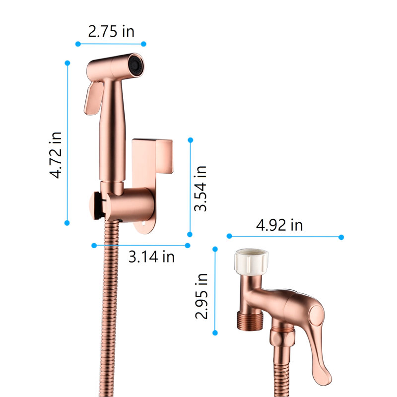 Hygienic Handheld Bidet For Toilet In Rose Gold Metal, Offers Adjustable Spray Velocity Effective Cleaning - Enhances Bathroom Hygiene With Customizable Patterns And Rust Finish