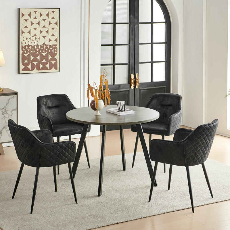 46cm H Upholstered Metal Armchair, Black
