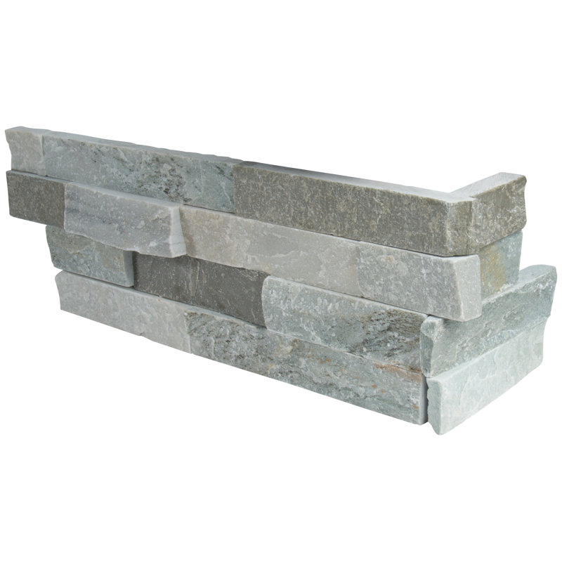 Stonecrest 6 in. x 18 in. Split Face Natural Stone Ledger Corner Wall Tile, Cobalt Mist
