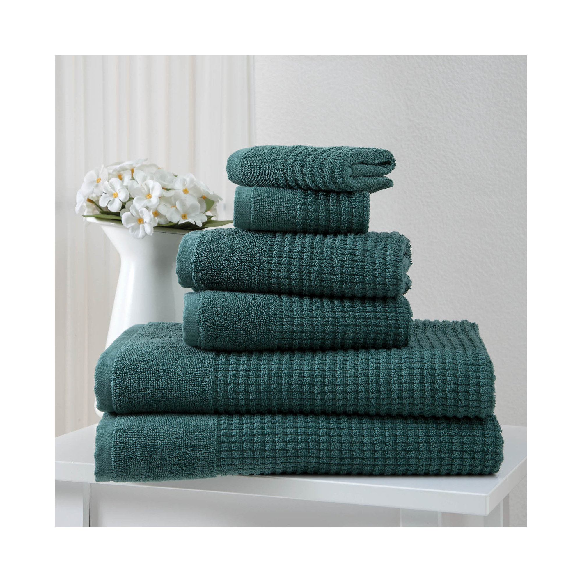 Earline 6 Piece Turkish Cotton Towel Set, Green