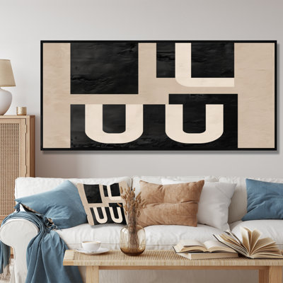 Compositions abstraites et minimalistes dans des tons naturels - art moderne sur toile de style Mid-Century, art mural moderne Mid-Century noir