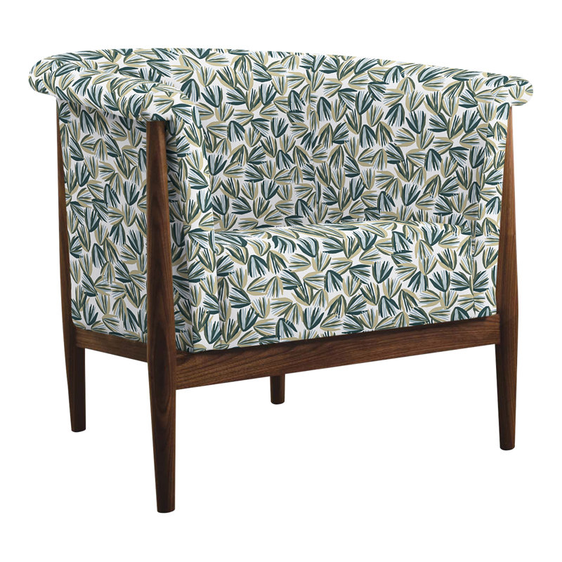 Fauteuil demi-tonneau l 34,5 po Walnut Grove, Perigold Palmetto Verdigris