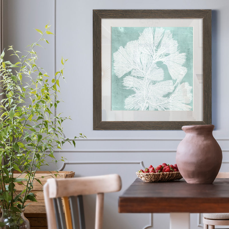 Algue sur Aqua IV-impression encadrée sur papier, H 31,5 po x l 31,5 po x P 1,5 po, Grey Framed Paper, Blanc mat