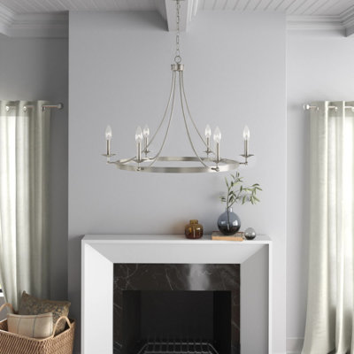 6 - Light Dimmable Wagon Wheel Chandelier