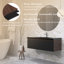 Meuble-lavabo moderne à rayures avec lavabo simple-338554064