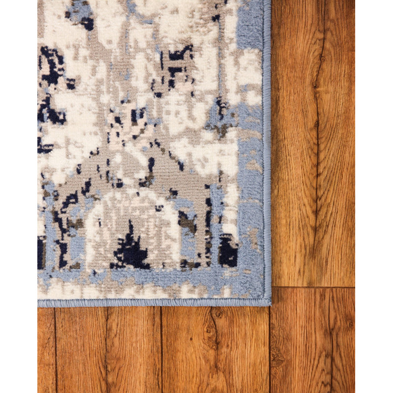Tapis marocain gris clair / bleu clair, Rectangle 7 pi 8 po x 11 pi