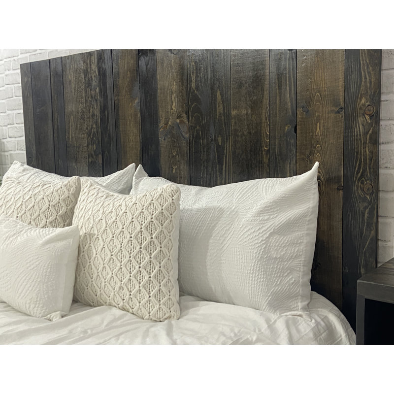Tête de lit murale en bois massif Ashleah, Simple, Baril noir