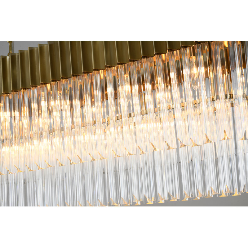Lustre ovale moderne en cristal 12 lumières, Laiton
