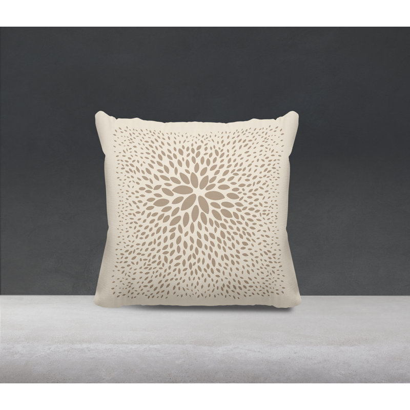 Coussin décoratif intérieur / extérieur en polyester filé à la main Bavière, H 15 po x l 15 po, Beige / Crème