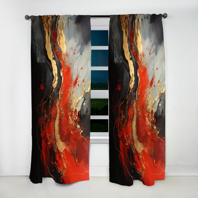 Mehara - Painting Curtain - Room Darkening Abstract Curtain - 1 Panels