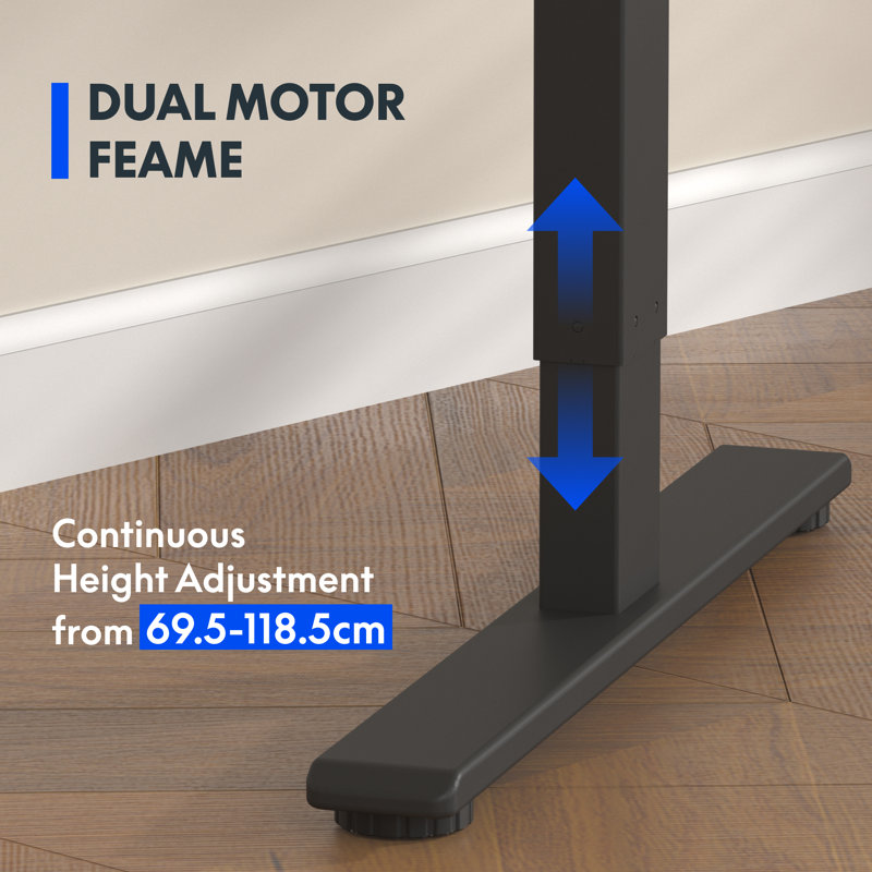 Bamboo Dual Motor Electric Standing Desk,  46.65" H x 72" W x 30" D, Black