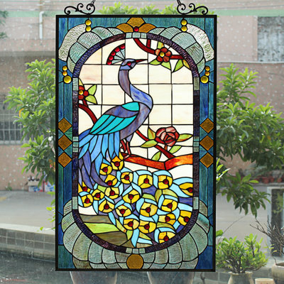 Panneau de fenêtre en vitrail animalier
