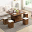 Ensemble de tables basses à plateau relevable multifonctionnel avec rangement caché et tabourets, idéal pour transformer les espaces de vie et maximiser l'utilité-515867021