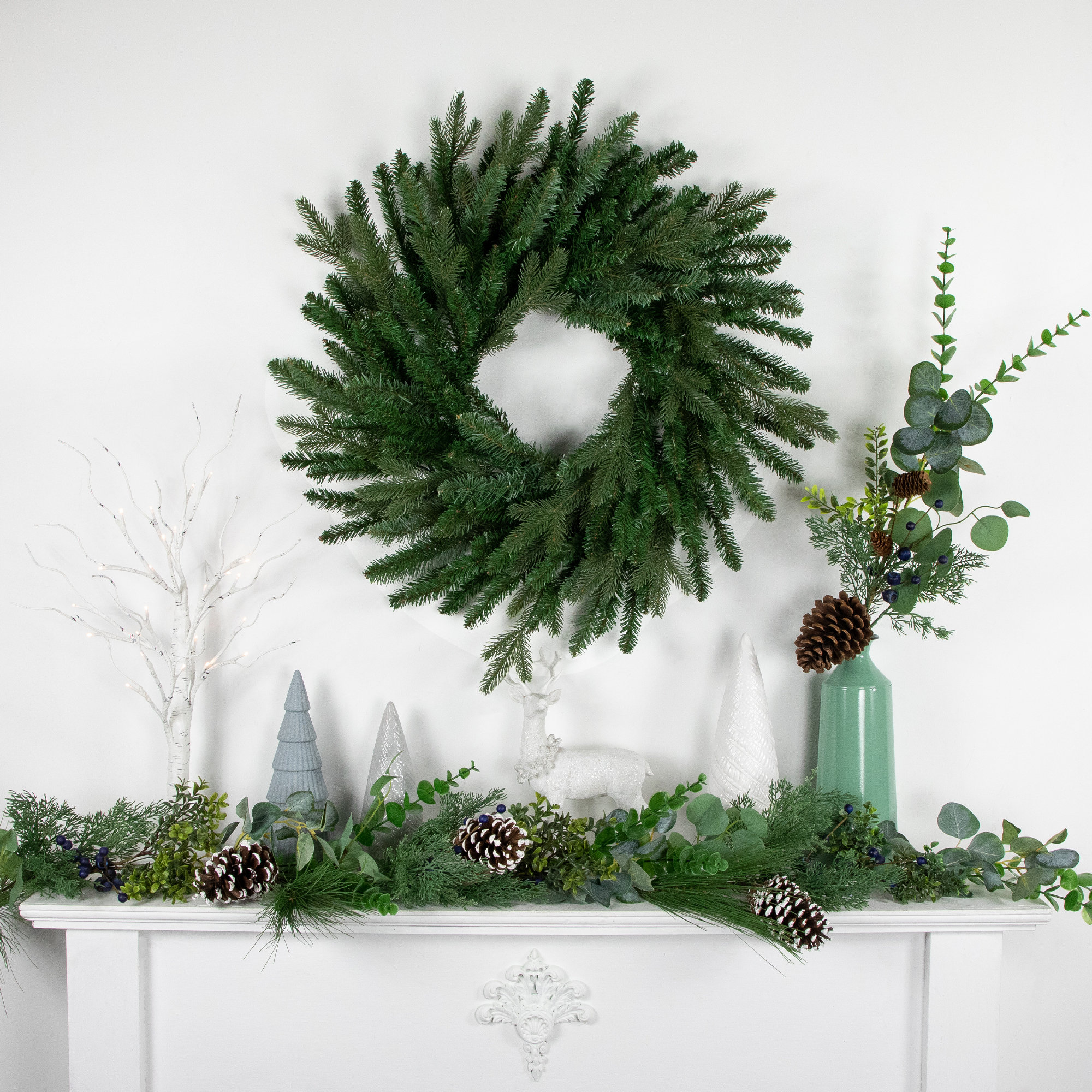 Real Touch™ Grande Spruce Artificial Christmas Wreath, 24" H x 24" W x 4" D