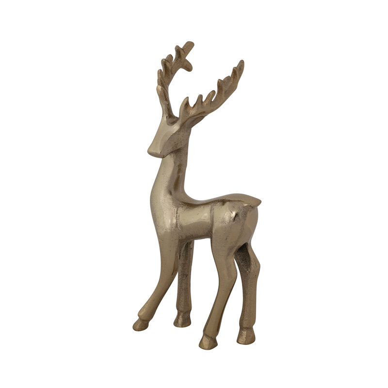 Figurine en aluminium coulé doré Renne