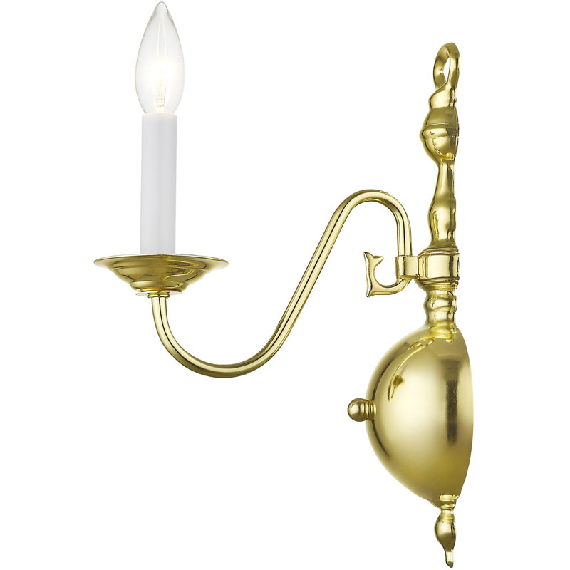 Stylish 4.375" 1-Light Wall Sconce: Steel Base for Modern Décor, Polished Brass