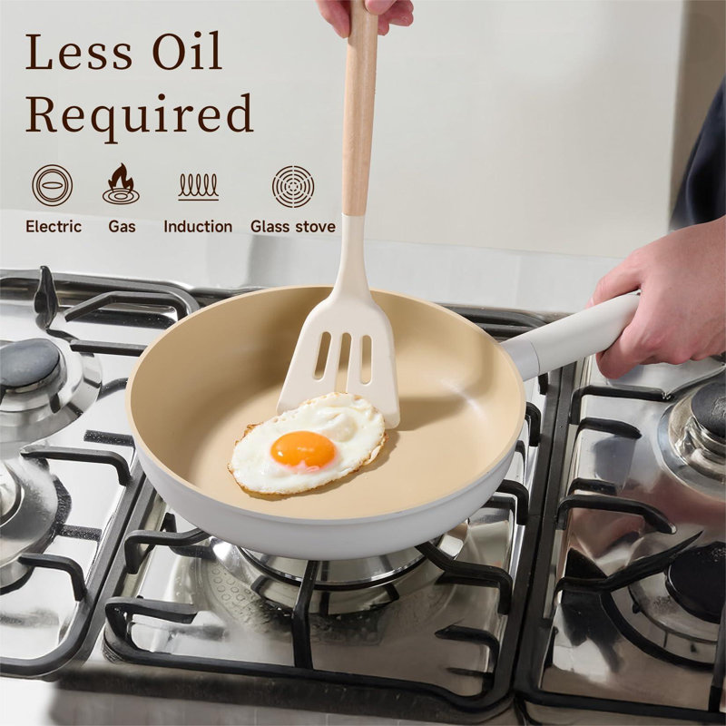 Ceramic Cookware Set, 15 PCS Pots And Pans Set Non Stick With Removable Handles, Non Toxic Induction Kitchen Cookware Sets, Oven Safe PFAS/PTFE/PFOA Free Cream