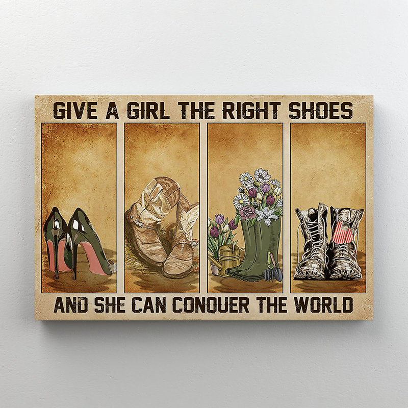 High Heels, Sneakers And Flowers - Wrapped Canvas Graphic Art, 16" H x 20" W x 2" D