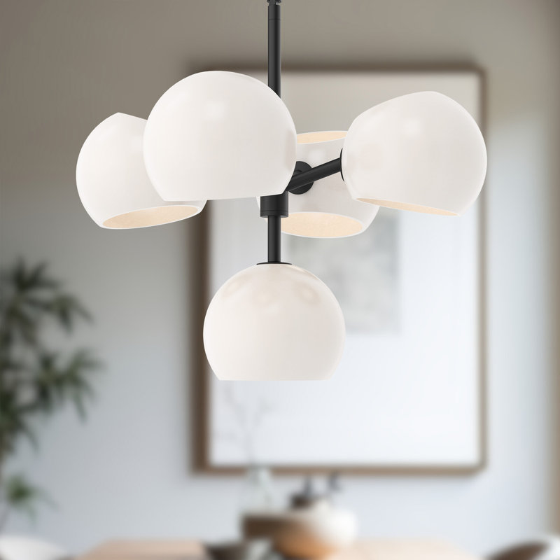 Willow 5 - Light Sputnik Chandelier, Matte Black, Opal Matte