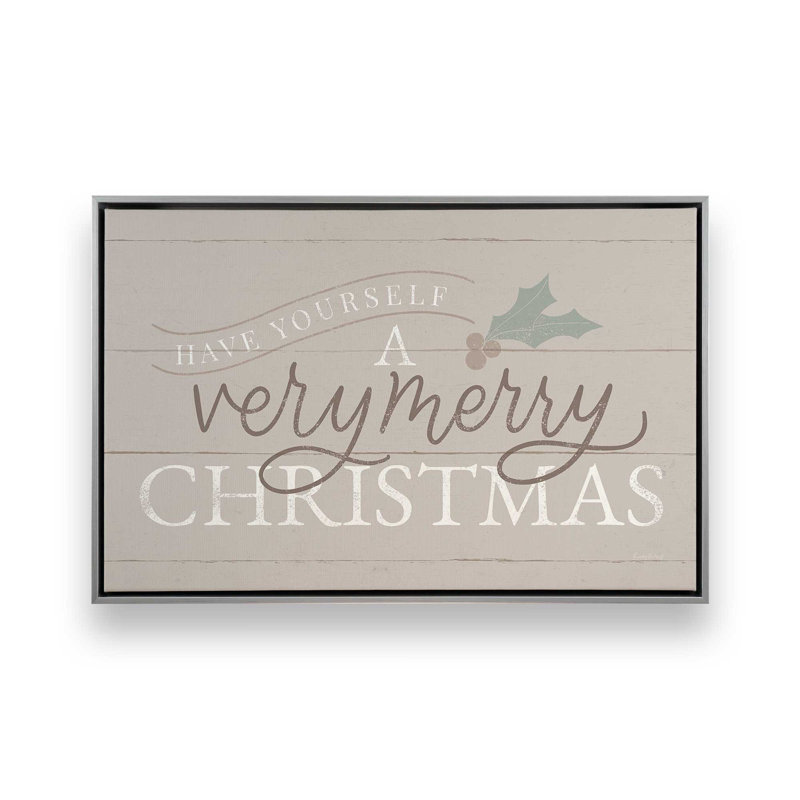 «Warm Holiday Wishes» sur un imprimé poli, Cadre argenté, H 20,75 po x l 30,75 po x P 1,75 po