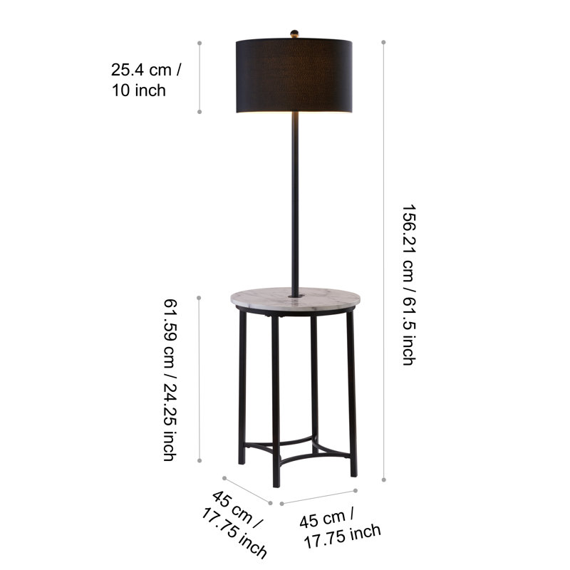 61.5'' Tray Table Floor Lamp with USB and Outlet